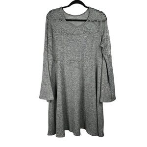 Torrid Women’s Bell Sleeve Dress w/Lace Inset - Grey - Size 2 (18/20w)